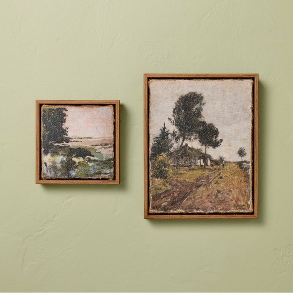 Hearth & Hand with Magnolia Landscape Burlap Wall Art Set, 2 Pieces NWT - Picture 11 of 14